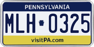 PA license plate MLH0325