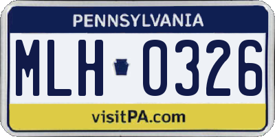 PA license plate MLH0326