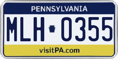 PA license plate MLH0355