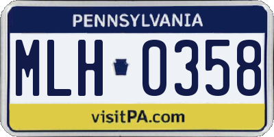 PA license plate MLH0358
