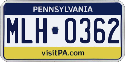PA license plate MLH0362