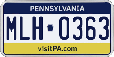 PA license plate MLH0363