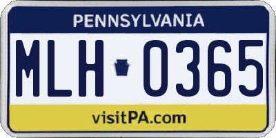 PA license plate MLH0365