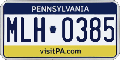 PA license plate MLH0385