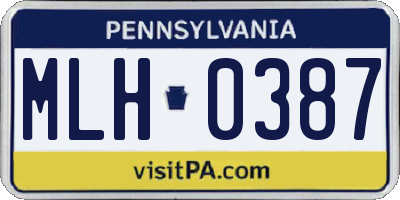 PA license plate MLH0387
