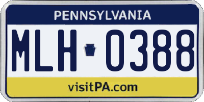 PA license plate MLH0388