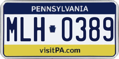 PA license plate MLH0389