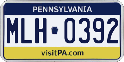 PA license plate MLH0392