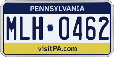 PA license plate MLH0462