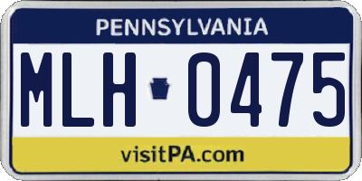 PA license plate MLH0475
