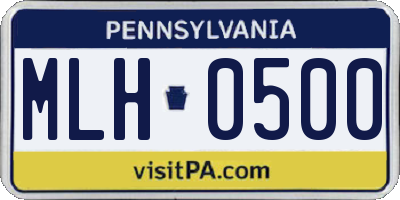 PA license plate MLH0500