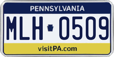 PA license plate MLH0509