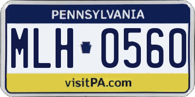 PA license plate MLH0560