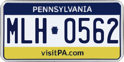 PA license plate MLH0562
