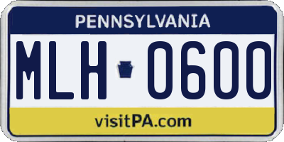 PA license plate MLH0600