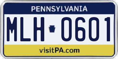 PA license plate MLH0601