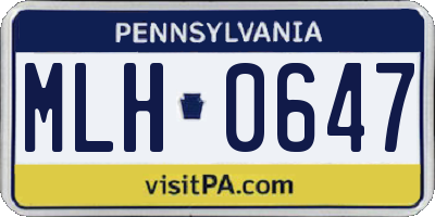 PA license plate MLH0647