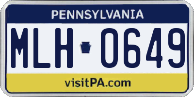 PA license plate MLH0649