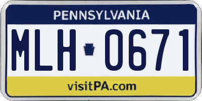 PA license plate MLH0671