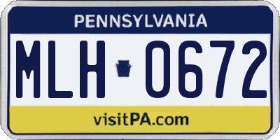 PA license plate MLH0672