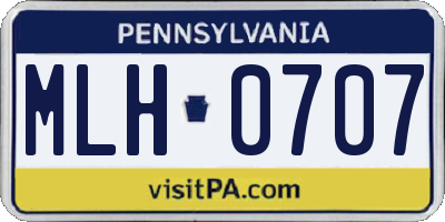 PA license plate MLH0707