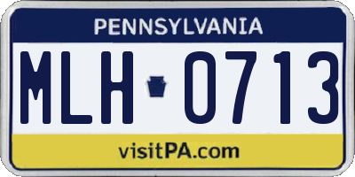 PA license plate MLH0713