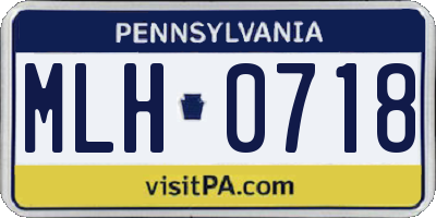 PA license plate MLH0718