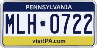 PA license plate MLH0722