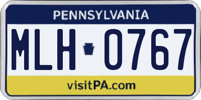 PA license plate MLH0767