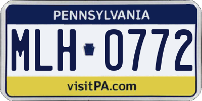 PA license plate MLH0772