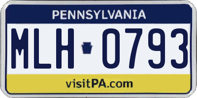 PA license plate MLH0793