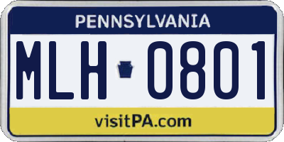 PA license plate MLH0801