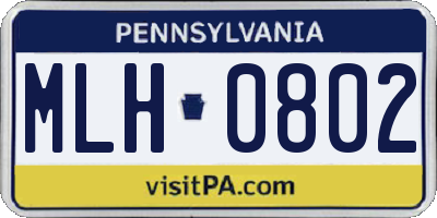 PA license plate MLH0802