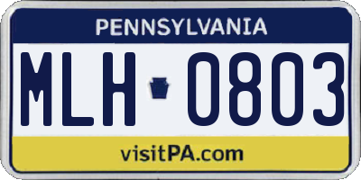 PA license plate MLH0803