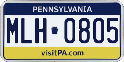 PA license plate MLH0805