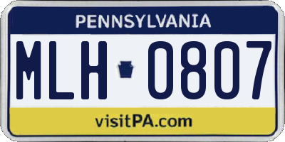 PA license plate MLH0807