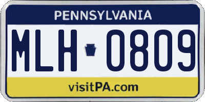 PA license plate MLH0809