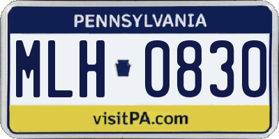 PA license plate MLH0830