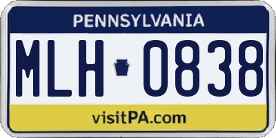 PA license plate MLH0838