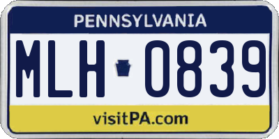 PA license plate MLH0839