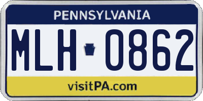 PA license plate MLH0862