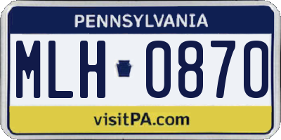 PA license plate MLH0870