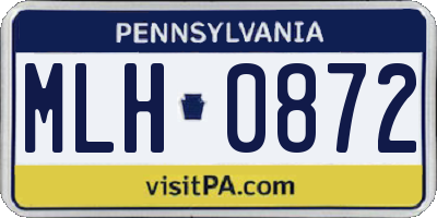 PA license plate MLH0872