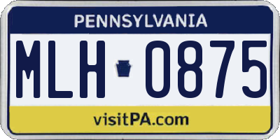 PA license plate MLH0875