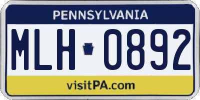 PA license plate MLH0892