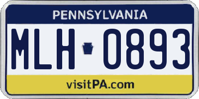PA license plate MLH0893