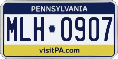 PA license plate MLH0907