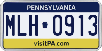 PA license plate MLH0913