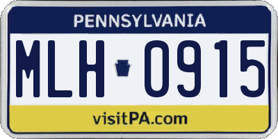 PA license plate MLH0915