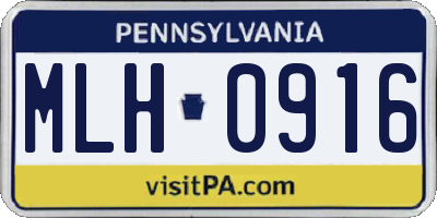 PA license plate MLH0916